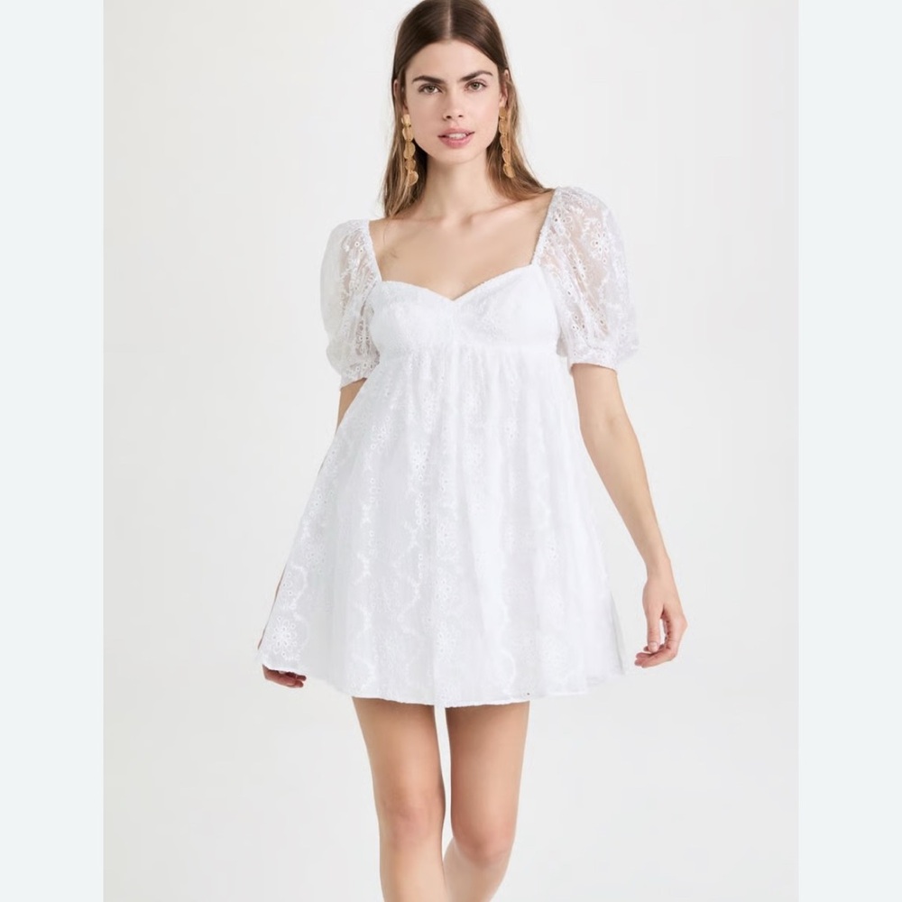 🤍NWT Amanda Uprichard Candia Dress White Eyelet Size L🤍